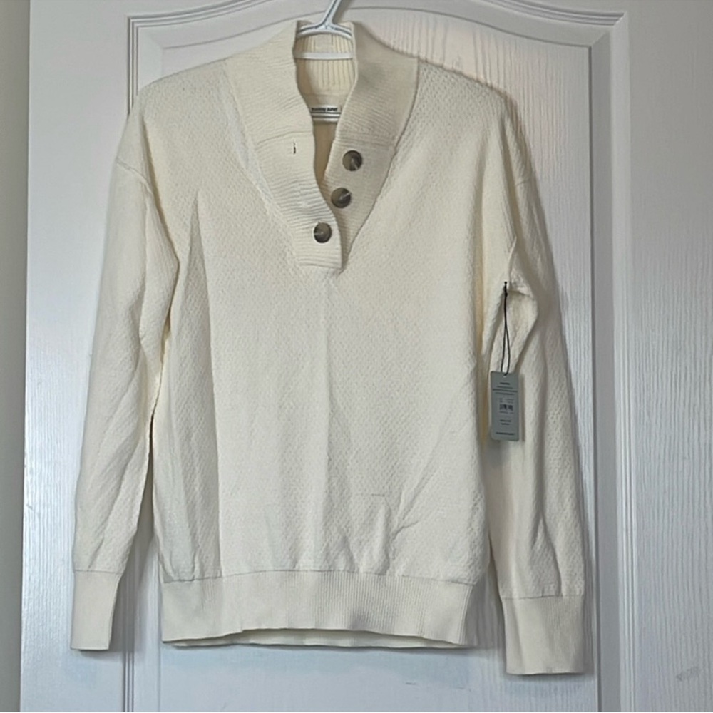 Tommy John Sweater Lounge Henley Top Coconut Milk Medium